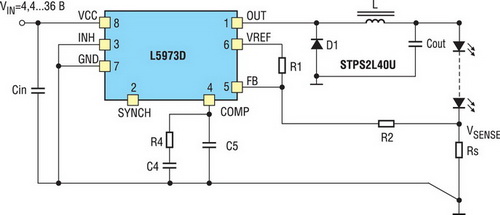 L5973D в режиме стабилизации тока 
