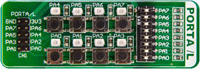 EASY-STM32 Группа кнопок, светодиодов и разъема расширения PORTA